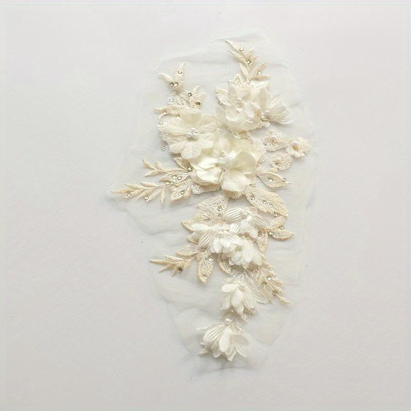 

1Piece Rhinestone Flower Beaded Appliques for Wedding Dress Sewing Appliquee Repair 16CM