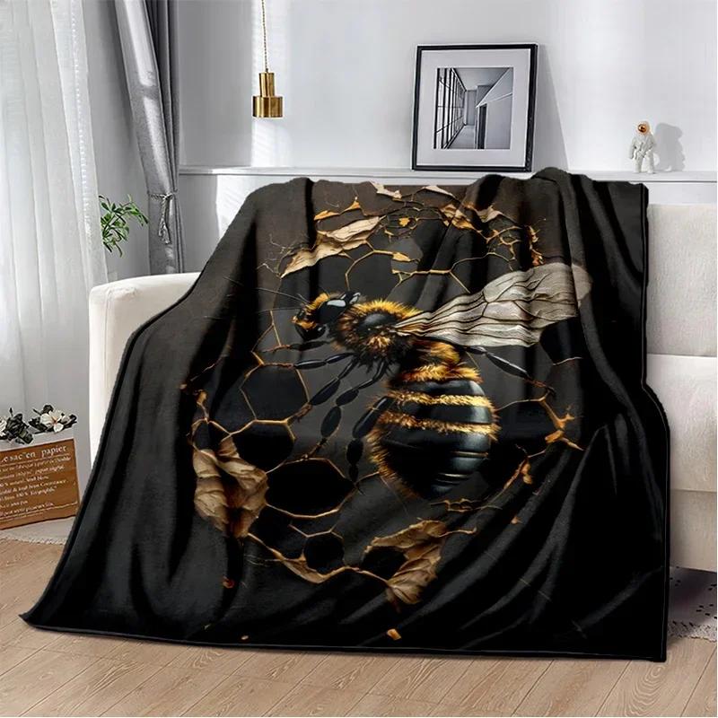 Cute Bee Honey Insect Cartoon Blanket,Soft Throw Blanket for Home Bedroom Bed Sofa Picnic Travel Office Rest Cover Blanket Kids