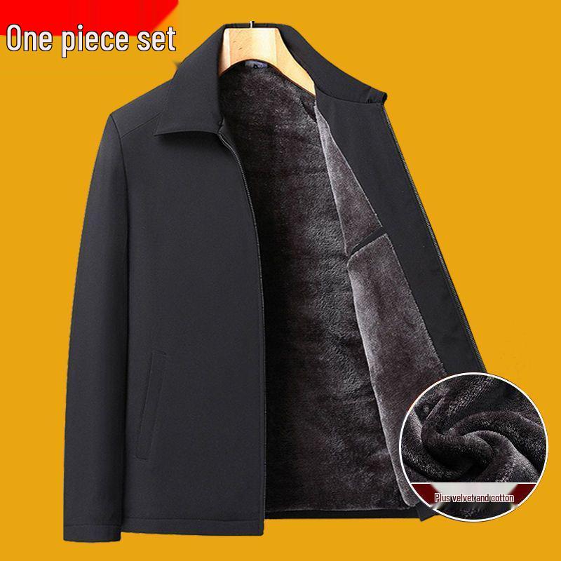 Dad's Autumn/Winter Cotton Jacket for Elderly Men (50-70) with Velvet Lining