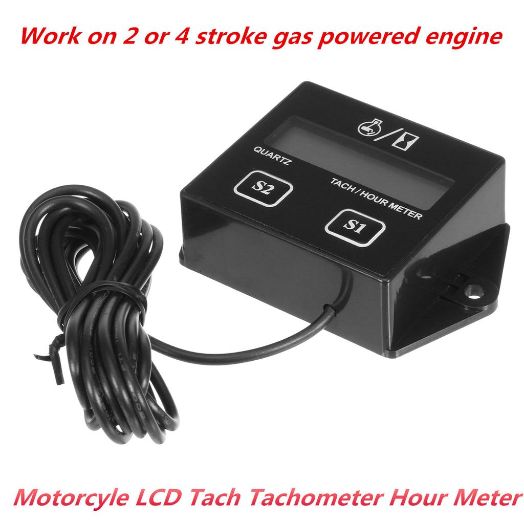 Buy Motorcycle 2/4 Strok LCD Hour Meter Gas RPM Digital Tachometer