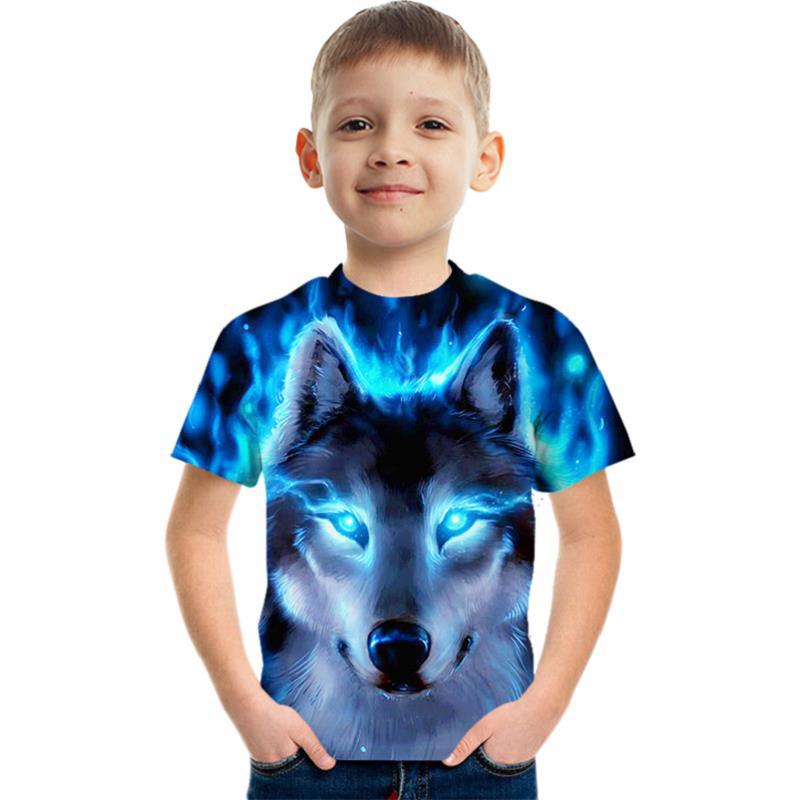 

Летняя футболка с круглым вырезом, 3D-принтом мультяшных животных, модная, повседневная, с коротким рукавом, детская, для мальчика 170