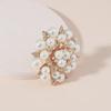 Exquisite High-End Diamond & Pearl Flower Ring - European & American Fashion Creative Open Design