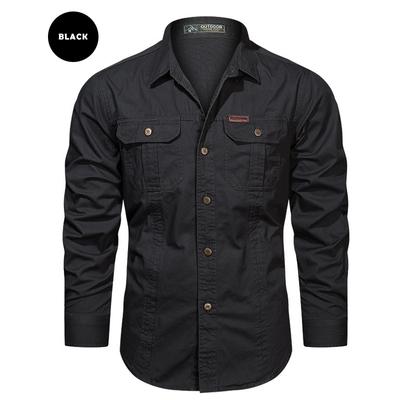Camisas de manga larga del ejército militar para hombre Camiseta de bolsillo con botones de trabajo táctico informal