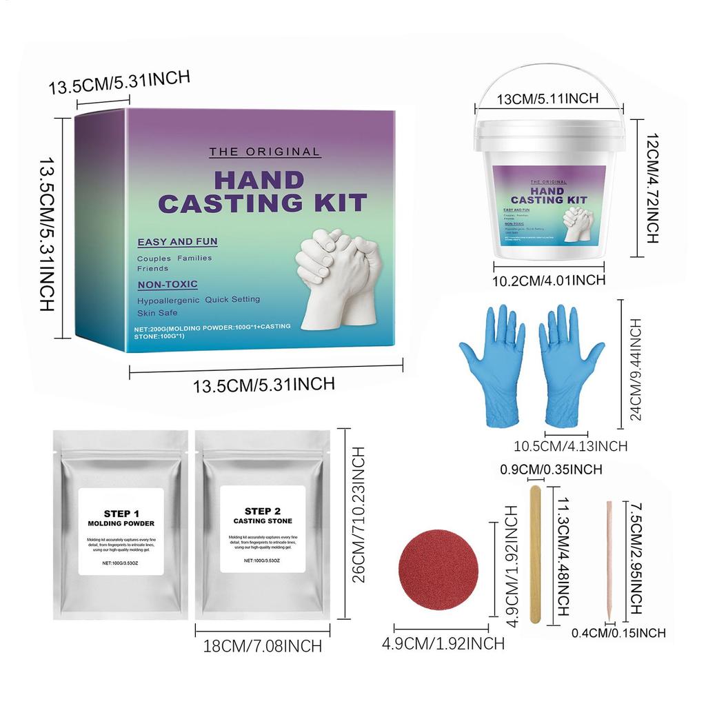 Handmade Plaster Hand Mold Casting Kits for Couples Romantic DIY Keepsake Sculpture Mould Craft Set with Gloves Memorial Gift