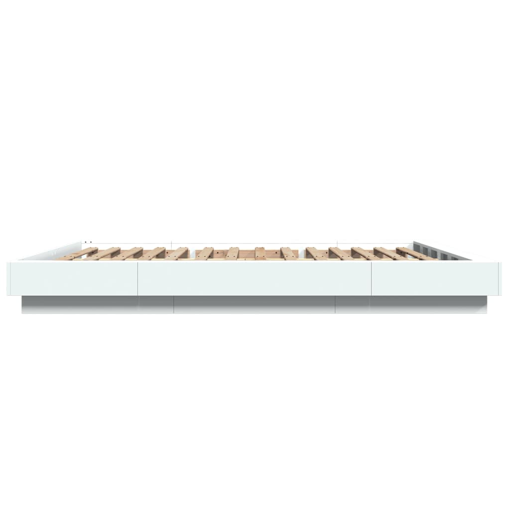 Vidaxl Rama Łóżka Z Led, Biała, 150X200 Cm, Materiał Drewnopochodny