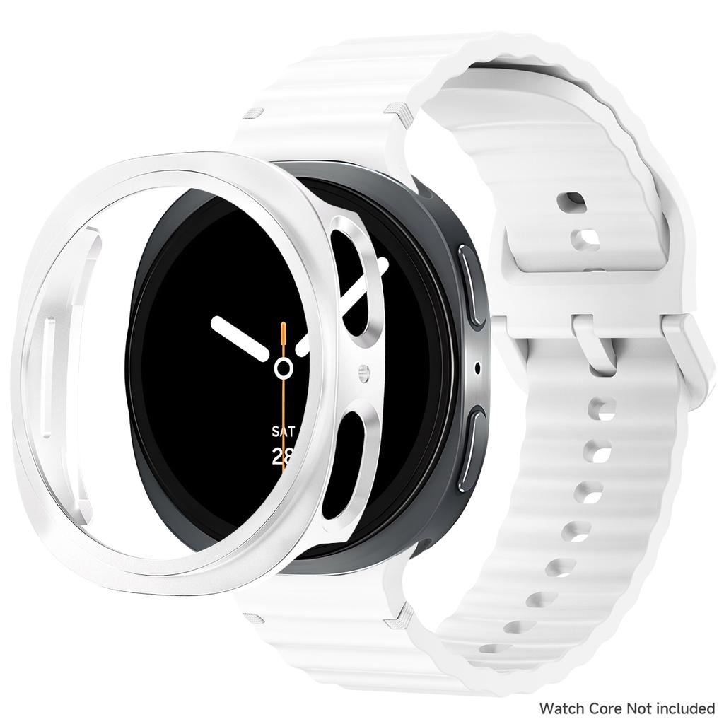 Silikonový řemínek pro Samsung Galaxy Watch 8 40 44mm Pásek s pouzdrem Chránič obrazovky Kryt nárazníku pro chytrý řemínek Náramkové doplňky