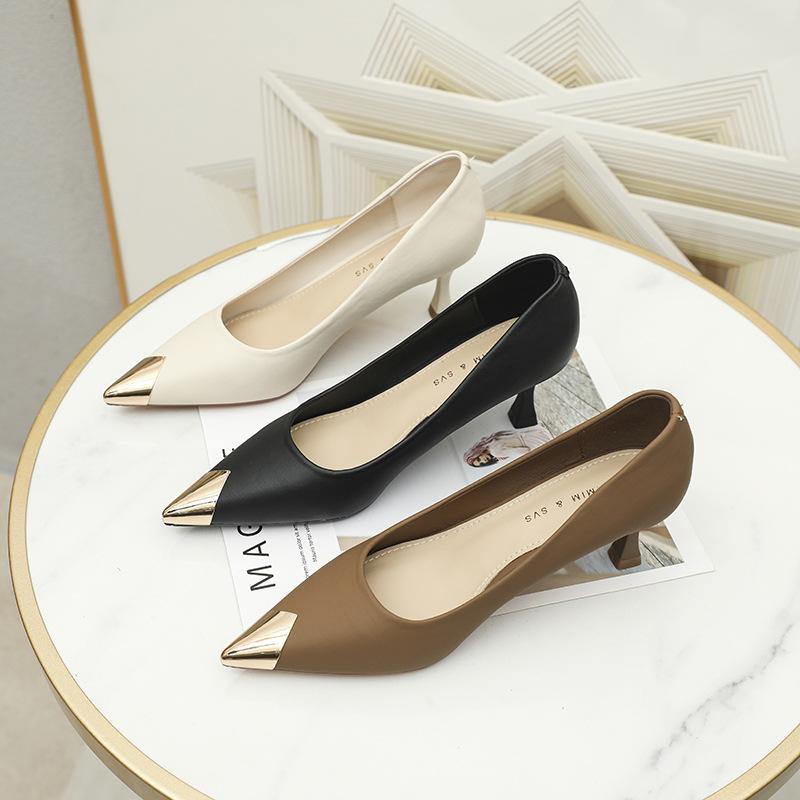 Pantofi cu toc înalt, vârf ascuțit, metalici, 3 culori, pentru femei, pantofi pumps din piele solidă, Traf Bombas Femme, Pantofi pentru petrecere de seară, Rochie Tacones Mujer