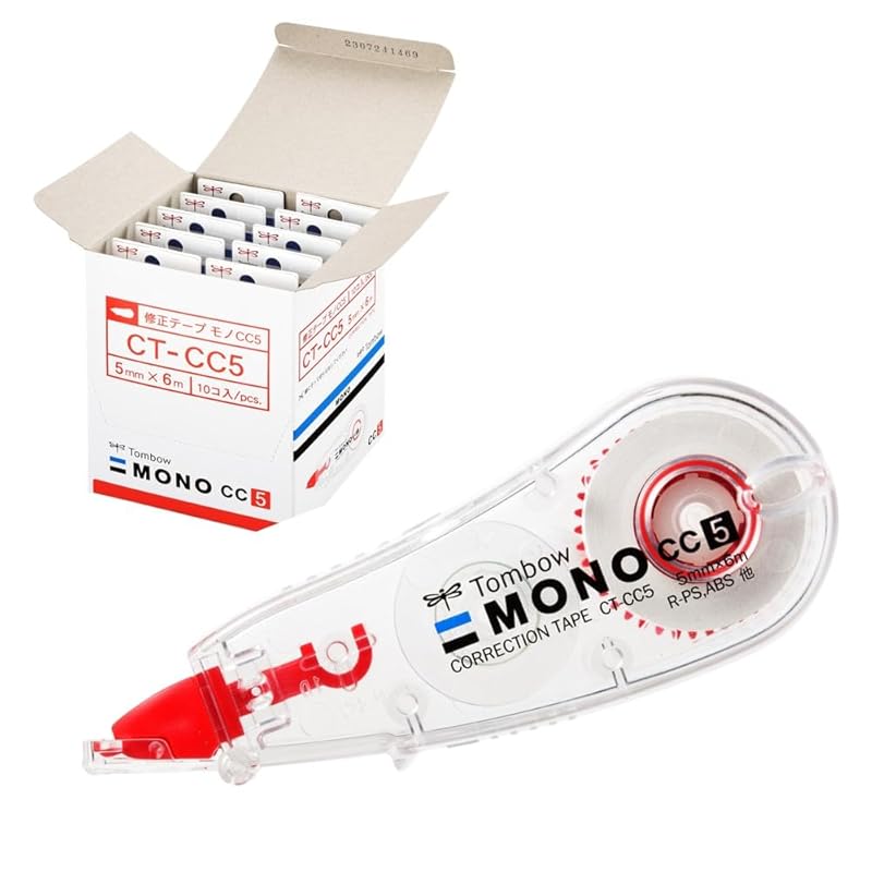 Tombow Correction Tape 5mm MONO CC (Mini Size - High Adhesion Tape) Disposable Type 6m 10-Pack CT-CC5-10P