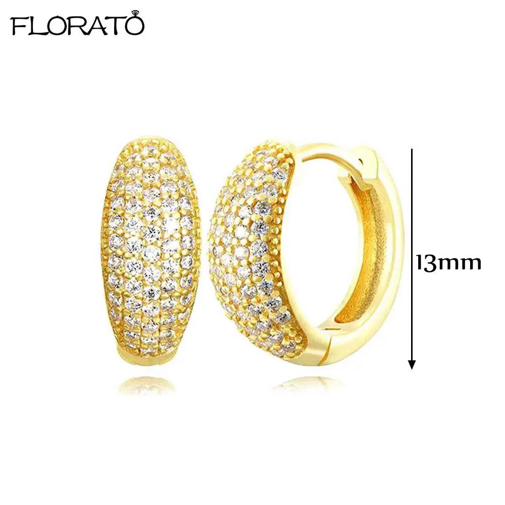 

925 Sterling Silver Needle Luxury Gold Hoop Earrings for Women 2024 New Sparkling Zirconia Earrings Fine Jewelry Accessories
