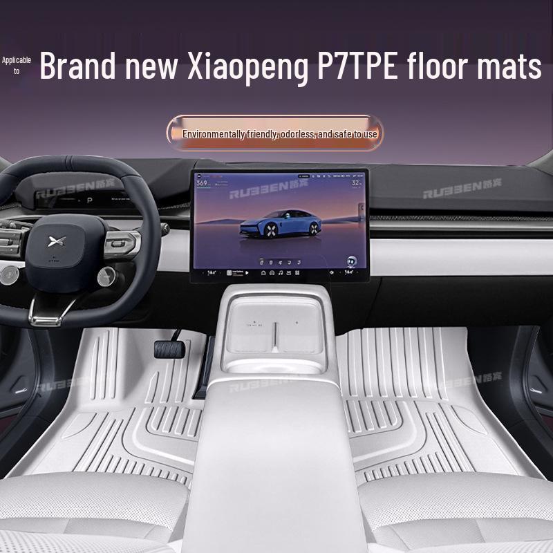Xiaopeng P7 TPE Floor & Trunk Mats: 26 Model Compatibility, Waterproof Full Coverage.