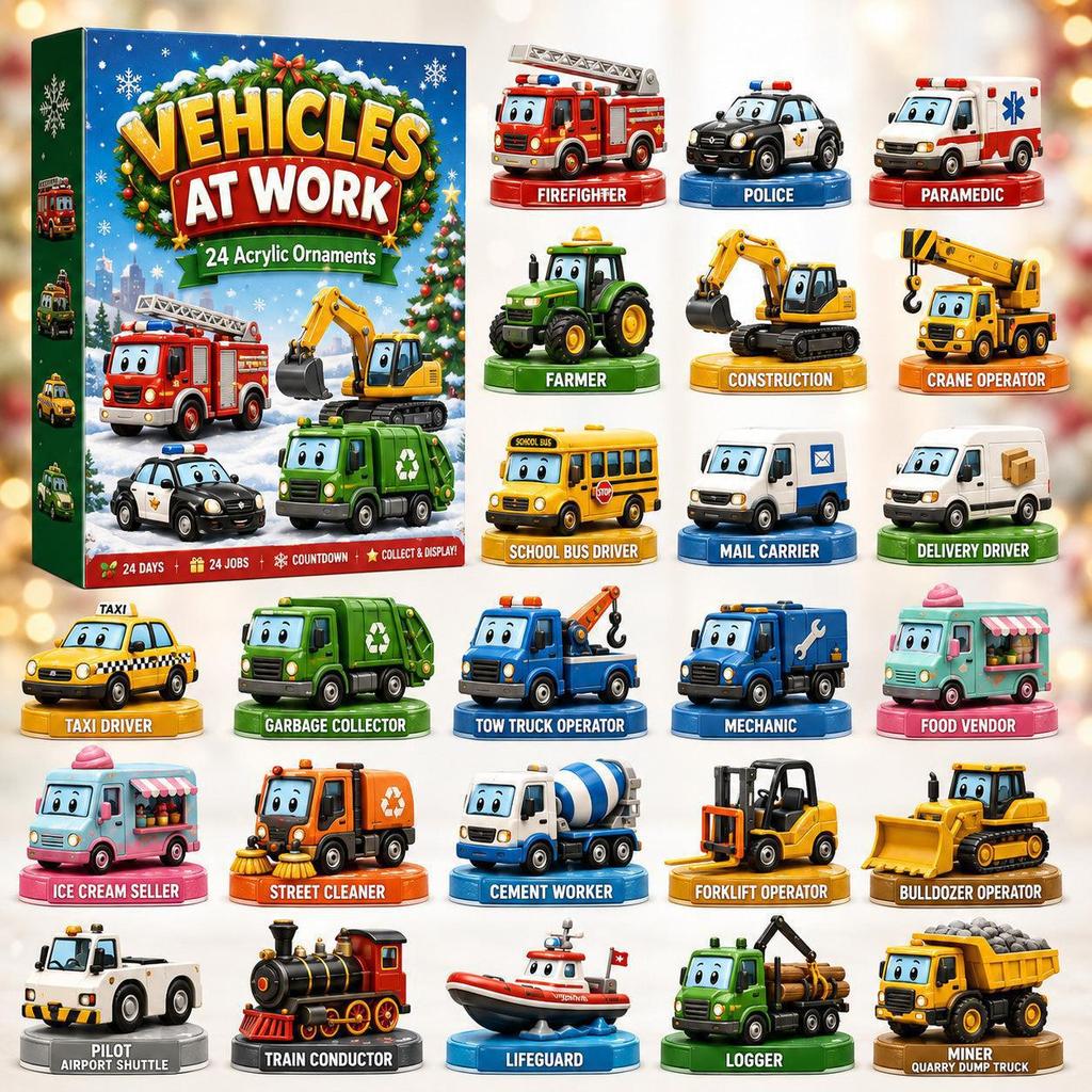 Transportation Advent Calendar With Acrylic Material For Holiday Gift And Kids Play