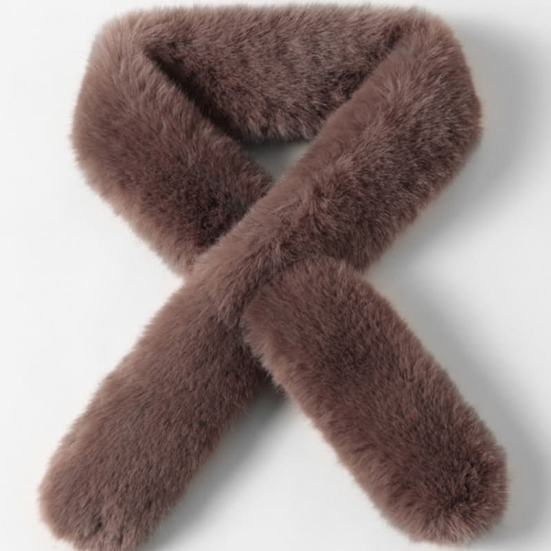 LALA Fur Scarf Petite-Cocoa