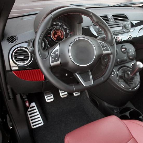 Red Carbon Fiber Car Driver Side AC Vent Below Panel Sticker For Fiat 500 12-15