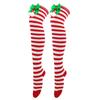 Striped Stockings For Women Over The Knee Long Socks Christmas Green Red Bowknot Long Socks Female Leg Stocking