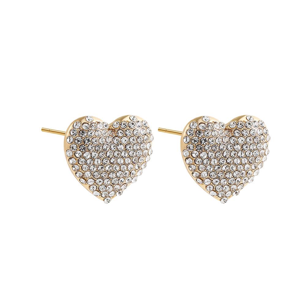 Fashion Crystal Heart Stud Earrings for Women Girls Luxury Shiny CZ Zircon Love Heart Earrings Temperament Zircon Party Gifts
