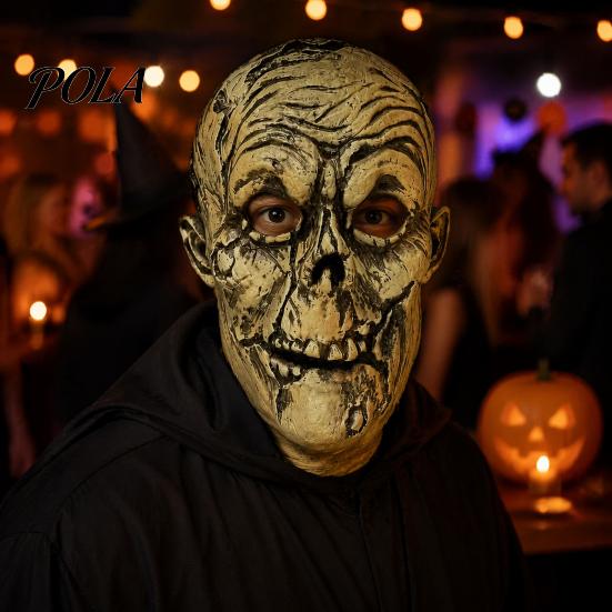 Soft Latex Horror Mask Halloween Scary Mask, Realistic Rotten Skeleton Hood, Party Detailed Skull Cosplay Comfortable for Secret Room & Props Costume