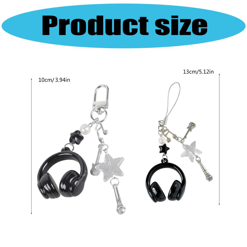 Stylish Music Note Keychain Phone Chain with Headphone Pendant Design for Backpack Phone Accessories and Gift Ideas