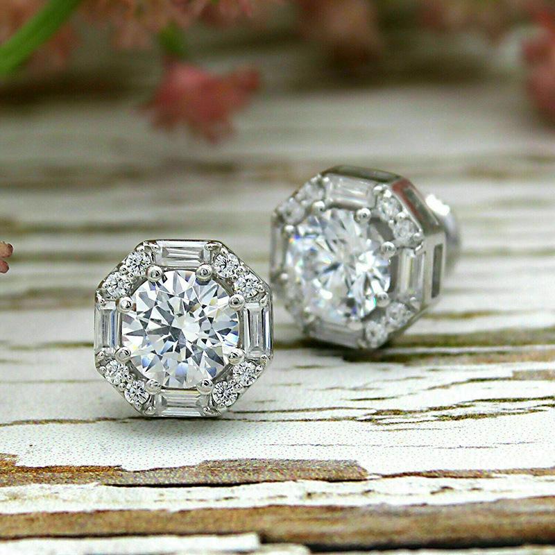 

2026 New Geometric Octagonal Round Cubic Zirconia Earrings Exquisite Women s Attendance Temperament Daily Style