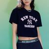New MLB Crop Tops Women's Black 3FTSV0733-50BKS