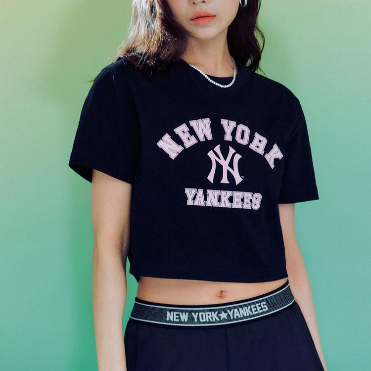 New MLB Crop Tops Women's Black 3FTSV0733-50BKS