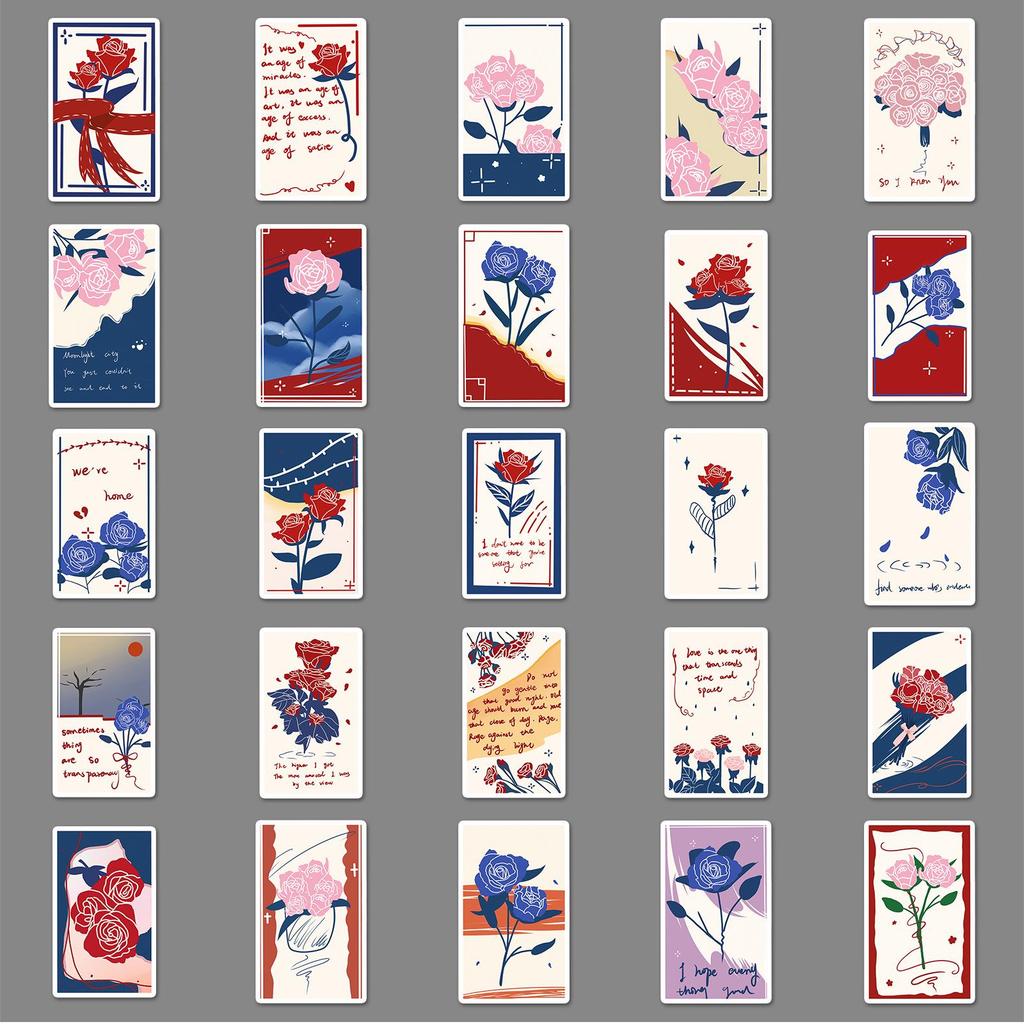 50 Cute Waterproof Cartoon Flower Bookmarks & Decorative Stickers for DIY Journals and Phone Cases