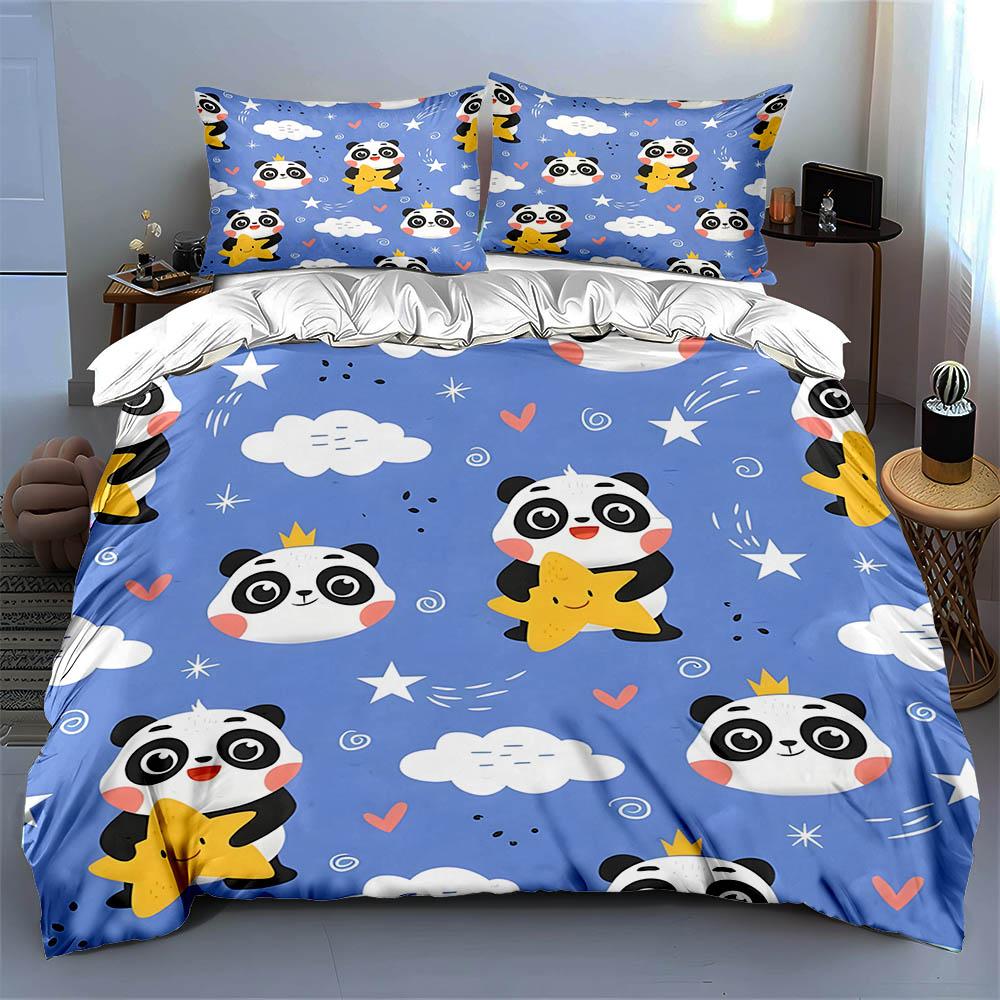 Pandas, stars, clouds. Bedding Duvet cover sets Duvet covers Pillowcases gifts (1 * Duvet Cover 2 * Pillowcases, without duvet insert)