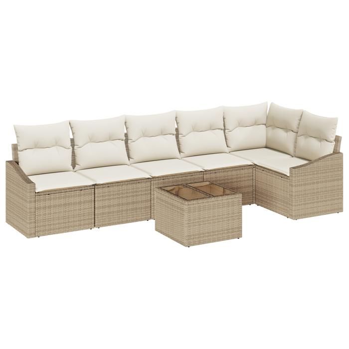 VidaXL Ensemble de 7 pièces de canapé de jardin avec coussins en rotin brun 3346751