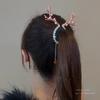 Elegant Christmas Antler Ponytail Hair Clip with Tassel Pearls