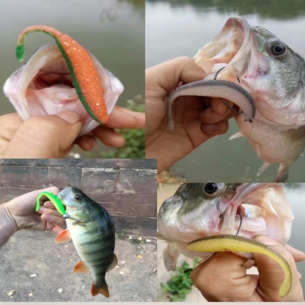 Confezione da 10/18 pezzi Lunghezza 75mm/100mm Esca Morbida Esche da Pesca Esca Morbida Realistica Pesca in Acqua Dolce