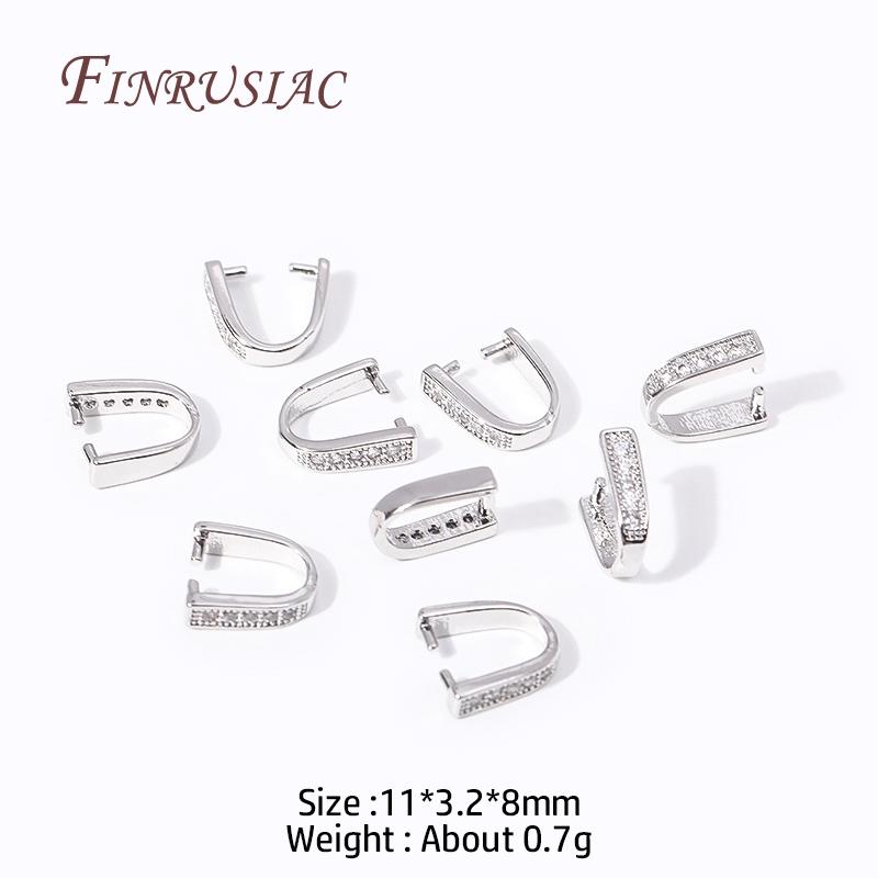 Multi Types 18K Gold Plated Inlaid Zircon Beila For Pendants,Pinch Clip Bails For Crystal Agate Jewelry Making,Pendant Connector
