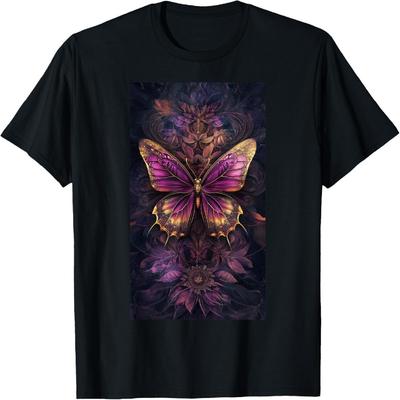 Floral Patterns Butterfly Art Purple Butterfly T-Shirt