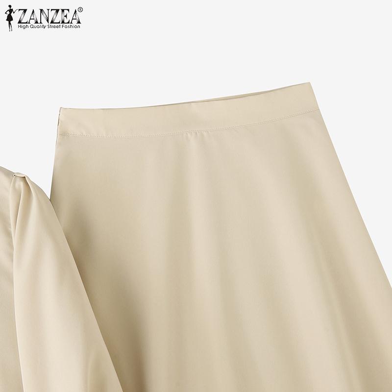 ZANZEA Dámské halenky s 3/4 rukávem a sukně Letní dvoudílné soupravy