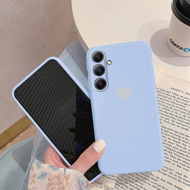 Love Heart Patterned Soft Silicone Case For Samsung A55 A35 M35 Xiaomi Redmi Note 13 Pro iPhone Huawei Honor Realme Camera Protective Shockproof Cover