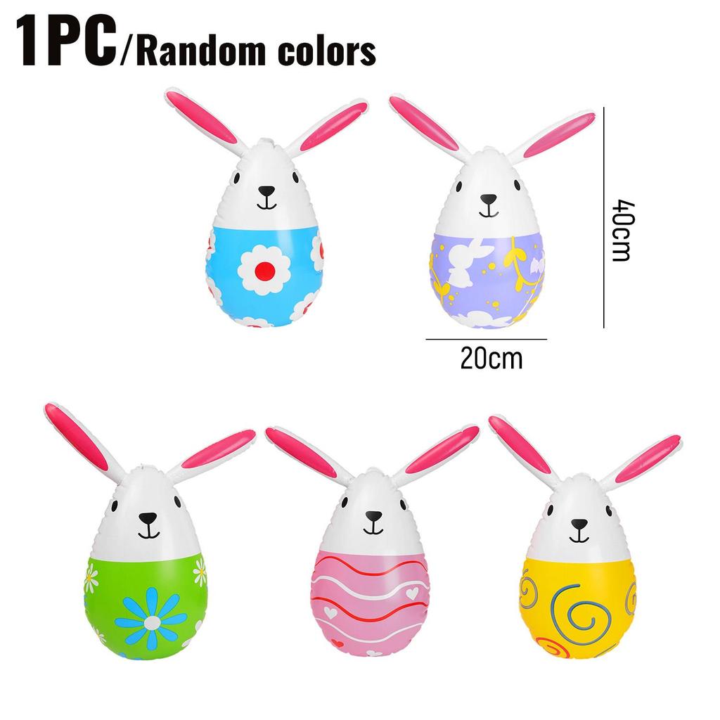 Reusable Large Easter Egg Bunny Balloon Colorful PVC Inflatable Balloons Child Favor Toys Home Easter Theme Party DIY Decoration