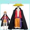 סט קוספליי אותנטי של וואנו קאנטרי מ-One Piece לגברים עם הכובע האייקוני של לופי