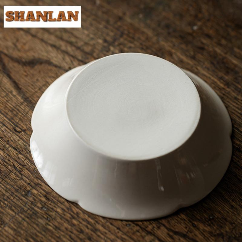 Plant Ash Flower Mouth Pot Bearing Holder Traditional Dry Brew Table Tea Tray Fruit Snack Plate Puer Tea Items Accessories Gift