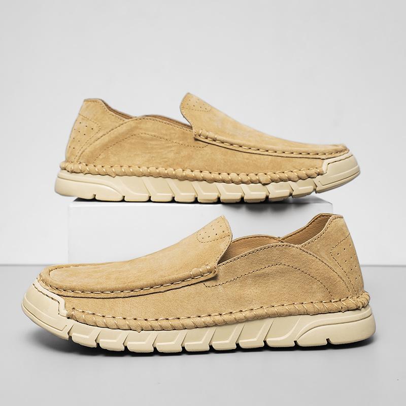 Fashion Comfortable Slip On Loafers Men Outdoor Handmade Leather Men's Shoes Casual Anti-slip Wearable Driving Shoes Flats Walking Shoes