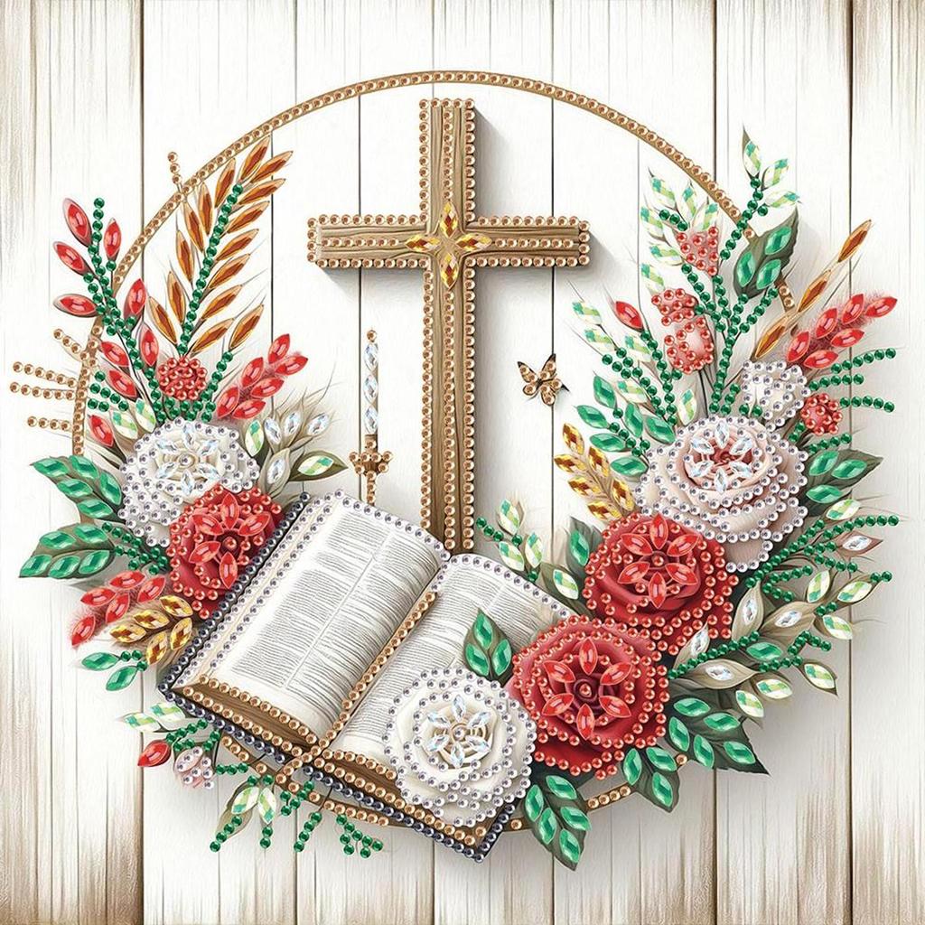5D DIY Teilweise Speziell Geformter Bohrer Diamantmalerei Set Kreuz Dekor30x30cm