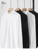 Men's Long Sleeve Cotton T-Shirt, Semi-High Neck, Solid Color Base Layer for Autumn/Winter