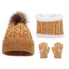 Three Piece Set of Children's Hats, Scarves, Gloves, Autumn and Winter Warm and Plush Scarf, Mixed Color Knitted Hat