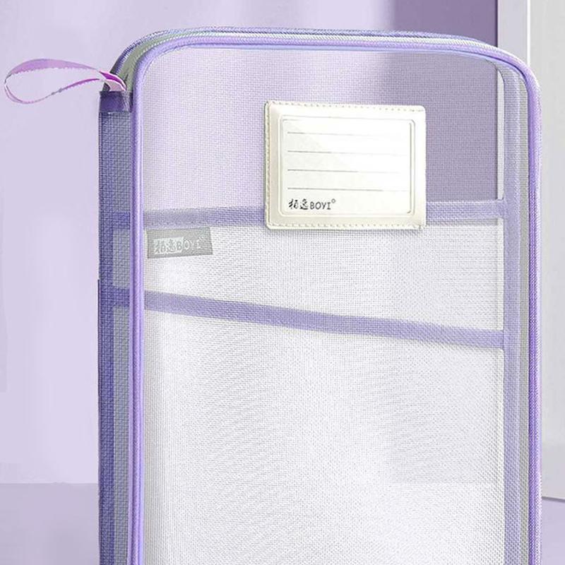 A4 Stationery Storage Bag Double-Layer Mesh Zipper Bag Large Capacity Organizer Folders School Office Supplies Stationary Bag