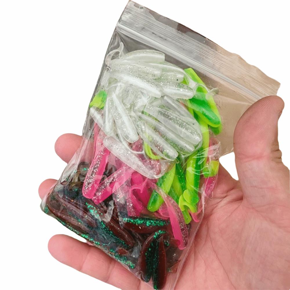 100Pcs/box T Tail Soft Bait Silicone Fishing Tackle Portable Soft Fishing Lures  Freshwater Fishing