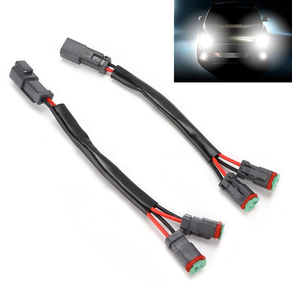 2pcs LED Work Light Socket Wiring Harness 2‑Lead 2Pin Male To Female Universal for Car