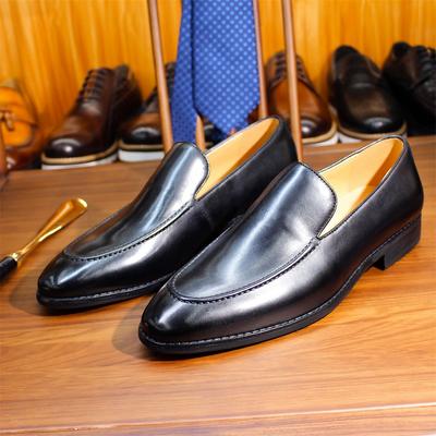 Mocassins pour hommes en cuir véritable faits à la main, chaussures à bout pointu pour le social, formel, robe de mariage, style pur