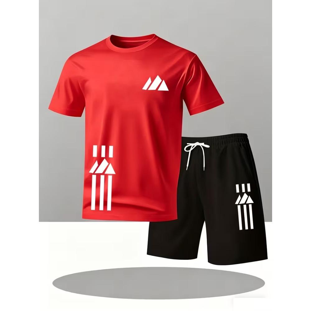 Neue Street Trendy Herren Sommer Atmungsaktiv Sportbekleidung Kurzarm Shorts Leicht Schnelltrocknend Bequem Modisch Sport