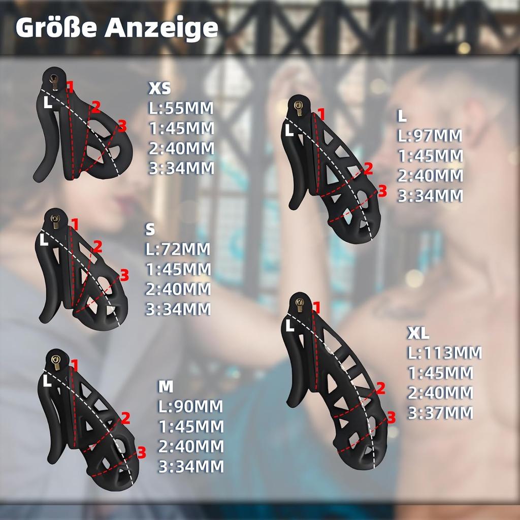 Resin Chastity Cage 4 Different Size Rings Sex Toys Invisible Lock 2 Keys Male Retention Made in China