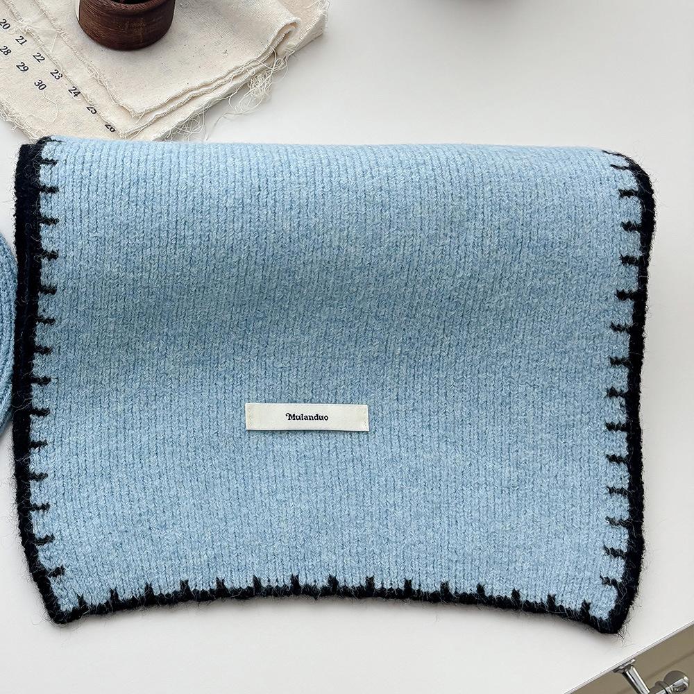 Korean commuter fashion versatile locked edge knitted scarf women's autumn and winter manufacturers wholesale warm and cold knitted hat