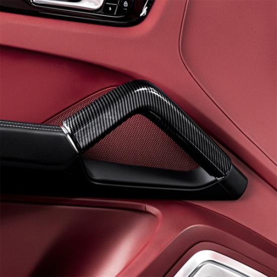 Pair ABS Carbon Fiber Central Door Handle Cover Trim For Porsche Cayenne 2018-24