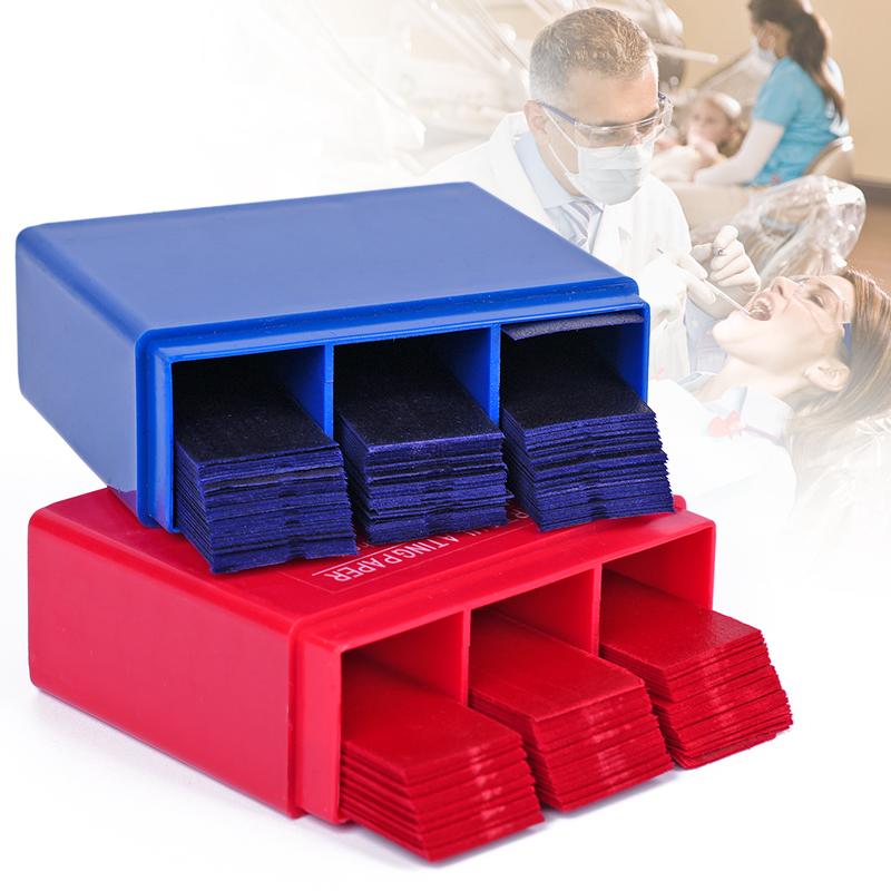 300 Blatt Zahnärztliches Biss-Papier Einweg Zahnarzt Blau Rot Beidseitiger Biss-Streifen Zahnaufhellung Pflege