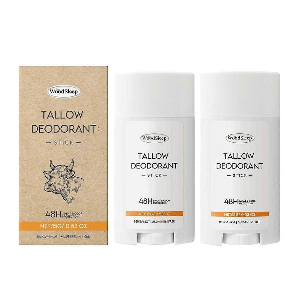 Grass-Fed Beef Tallow Deodorant Stick, Bergamot Scented, 48-Hour Odor Control for Underarms Private Parts, Aluminum-Free